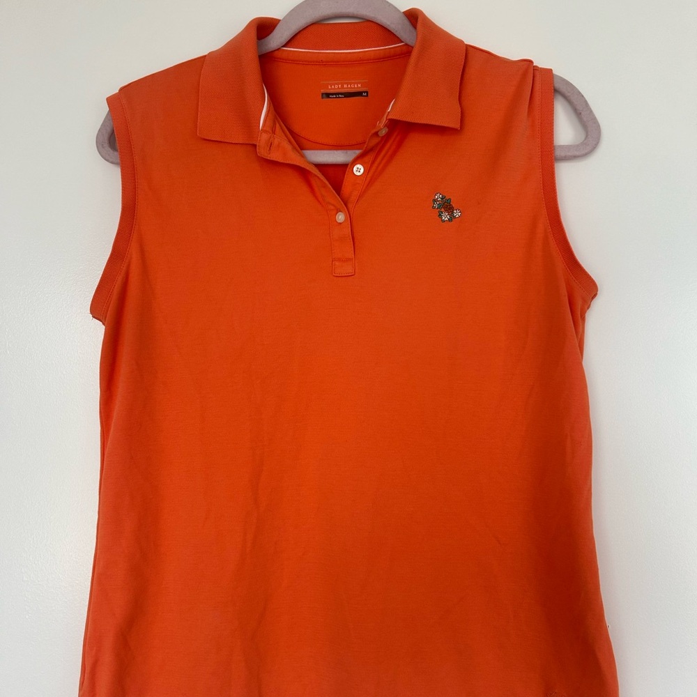 Ted Baker Orange Sleeveless Polo Top